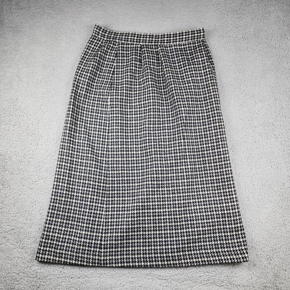 Vintage Jennifer Moore Skirt 34" L Black Maxi Wool Houndstooth Cottage Goth